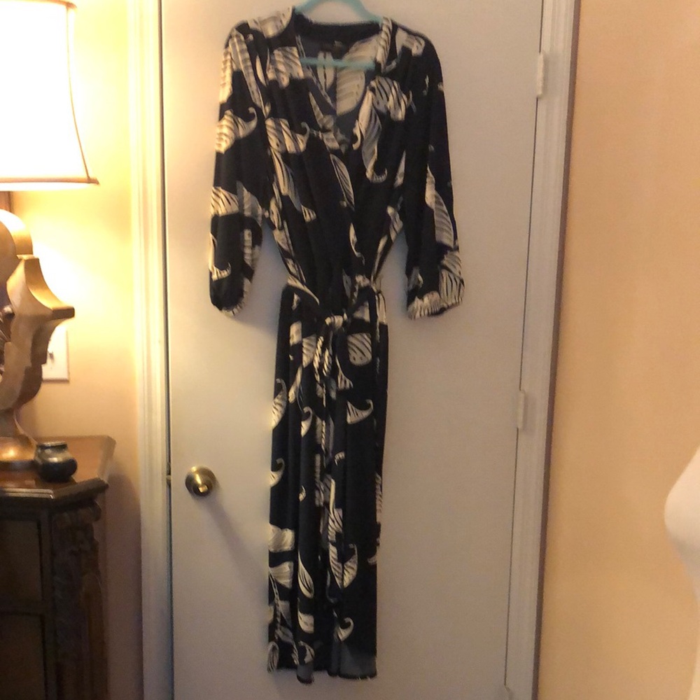 Lane Bryant Blue and Cream Midi Dress
